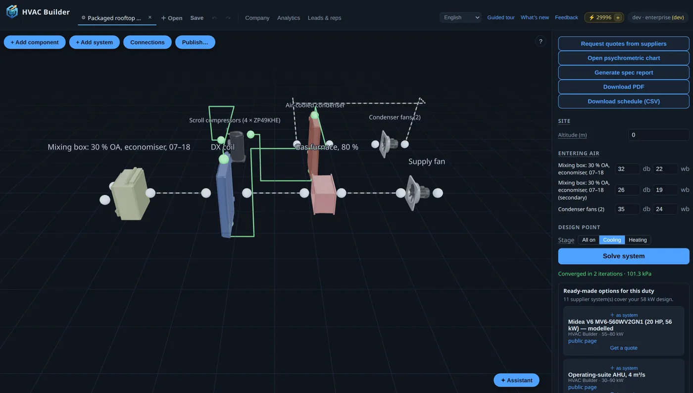 HVAC Builder interface