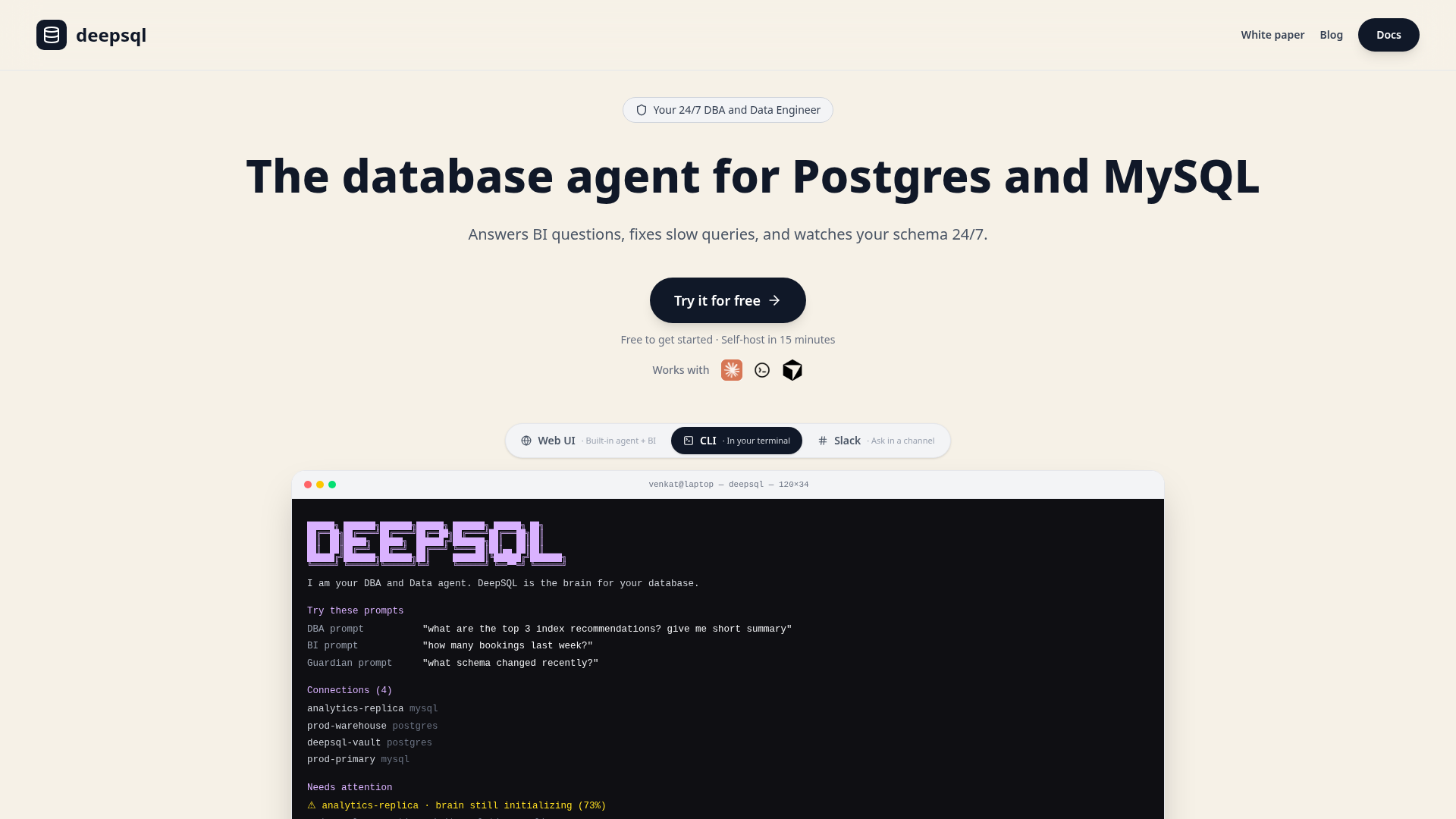 DeepSQL interface